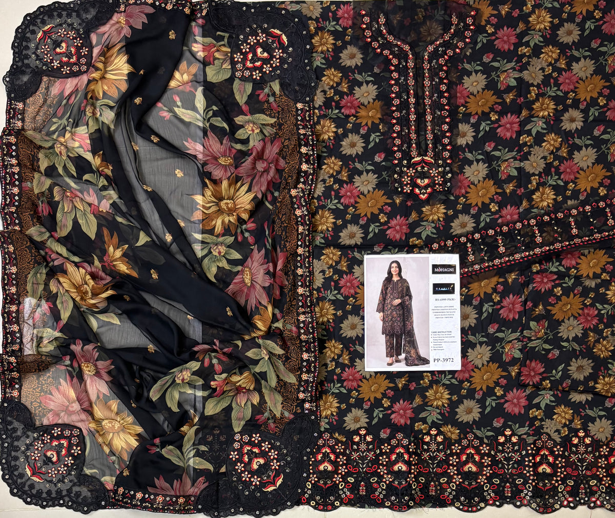 Mohagni Lawn with Chiffon dupatta Daman Chikankari Un-stitched-UN271