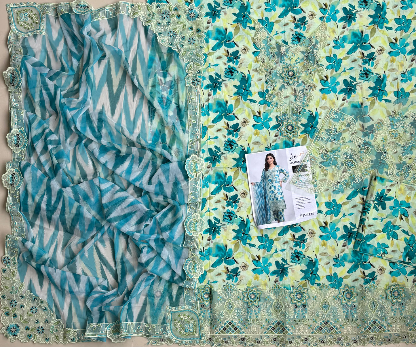 Mohagni Lawn with Chiffon dupatta Daman Chikankari Un-stitched-UN272
