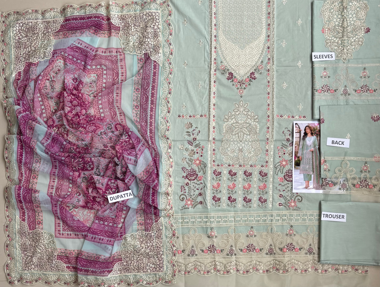 Mohagni Lawn with Chiffon dupatta Daman Chikankari Un-stitched-UN274