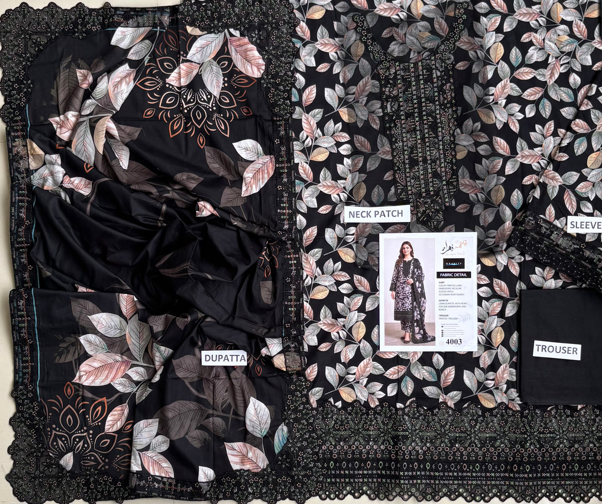 Black Premium Cotton Bamber Chiffon Dupatta Un-stitched-UN2782