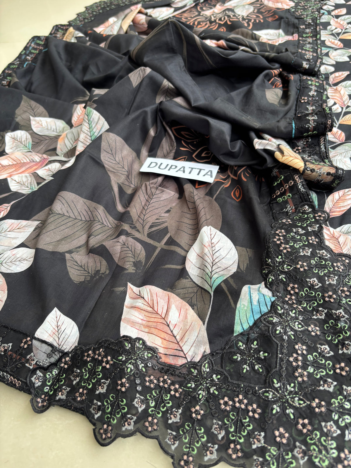 Black Premium Cotton Bamber Chiffon Dupatta Un-stitched-UN2782