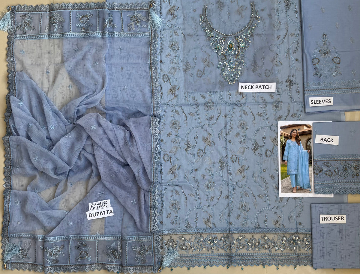 Khamaj Premium Cotton Bamber Chiffon Dupatta Un-stitched-UN2785