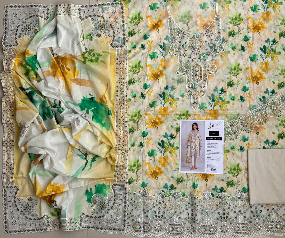 Fatima Zehra Lawn with Lawn Dupatta Daman Chikankari Un-stitched-UN2783