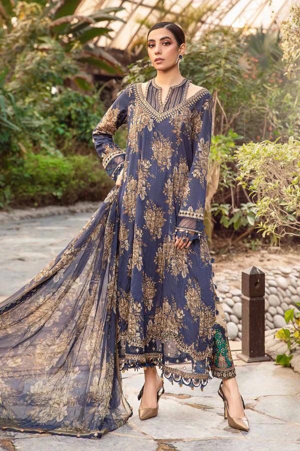 3 Pc Lawn Embroidered with Patches & Chiffon Dupatta Un-stitched-UN2597a