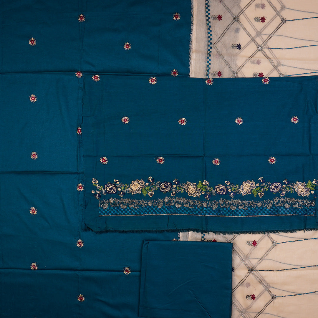 3 Pc Cotton Fancy Embroidered Dress Un-stitched-UN2468