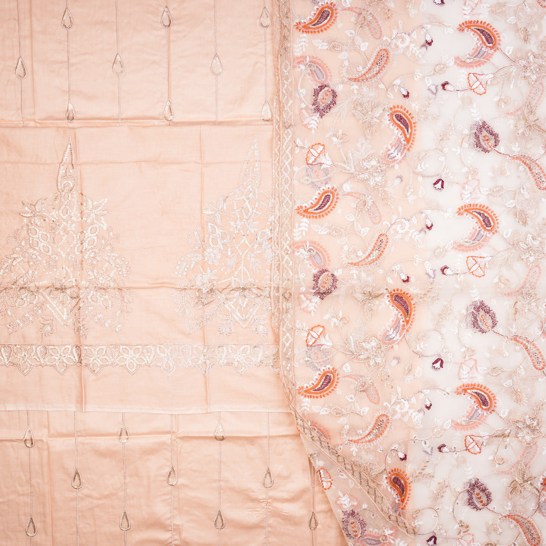 3 Pc Cotton Fancy Embroidered Dress Un-stitched-UN2463