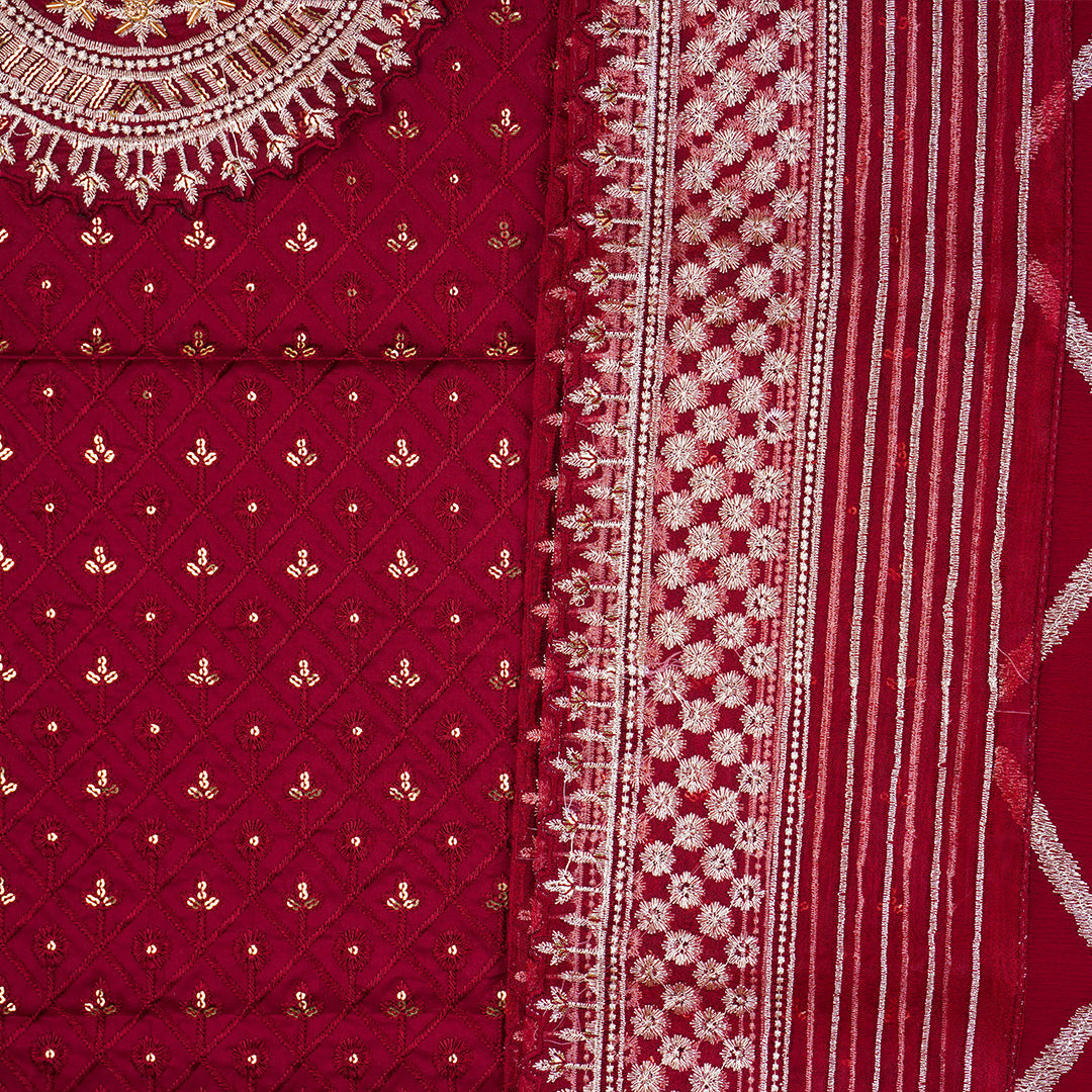 3 Pc Cotton Fancy Embroidered Dress Un-stitched-UN2464