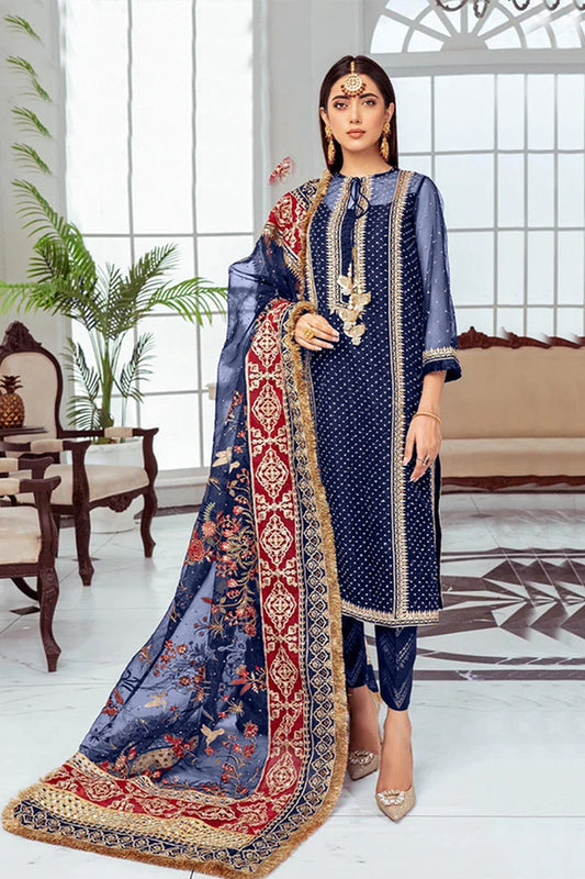 3 Pc Cotton Fancy Embroidered Dress Un-stitched-UN2360