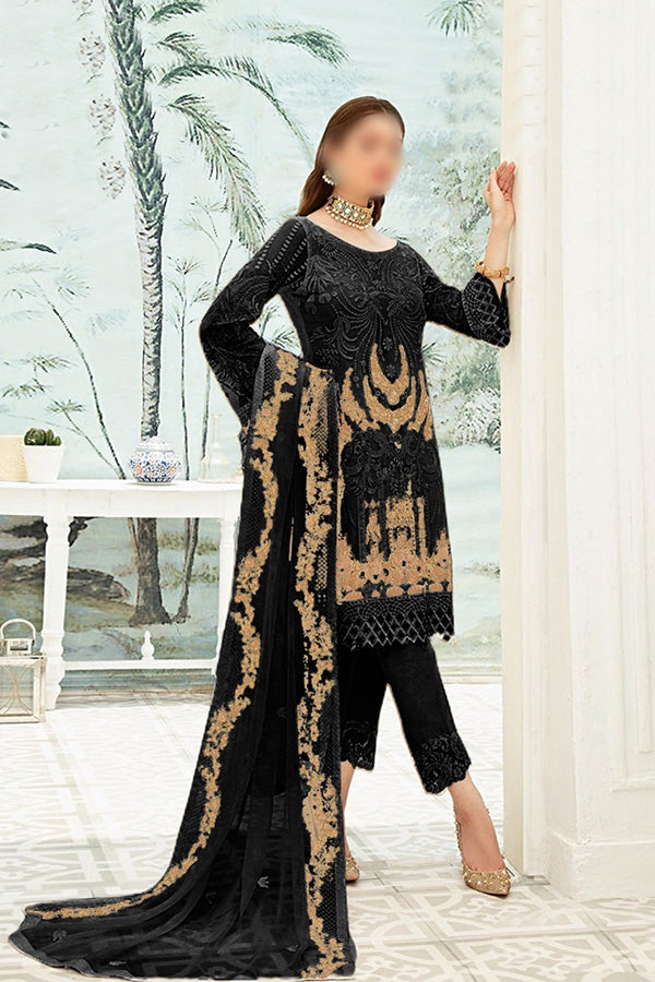 3 Pc Chiffon Embroidered Dress Un-stitched-UN2477