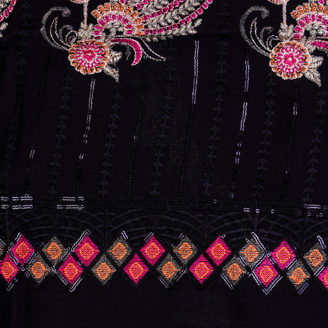 3 Pc Chiffon Embroidered Dress Un-stitched-UN2477