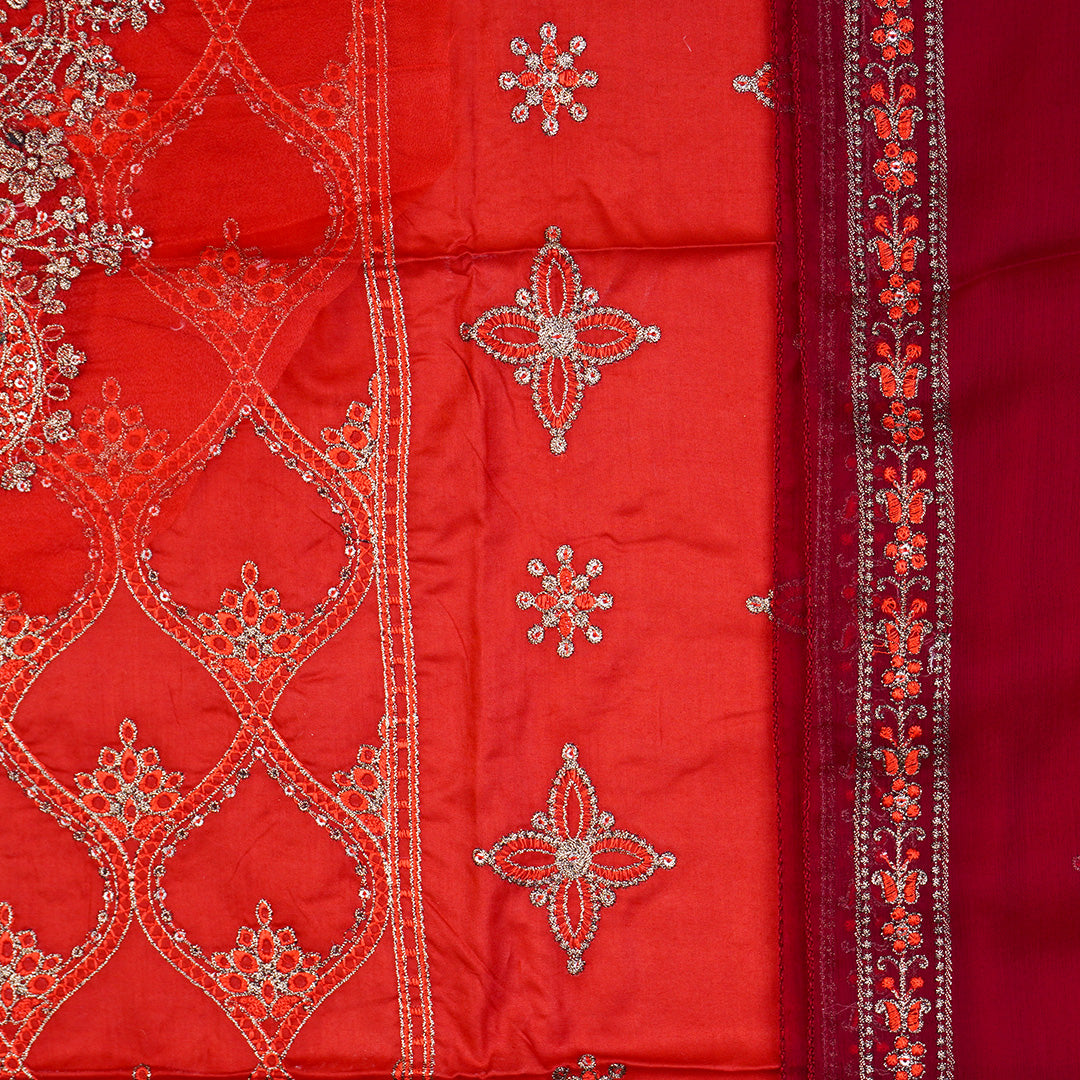 3 Pc Cotton Fancy Embroidered Dress Un-stitched-UN2481
