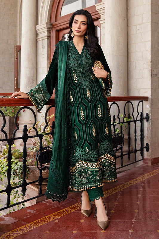 Maria-B Emarald Green Luxury Hand Embellished 3 pc Dress Un-stitched-UN2740