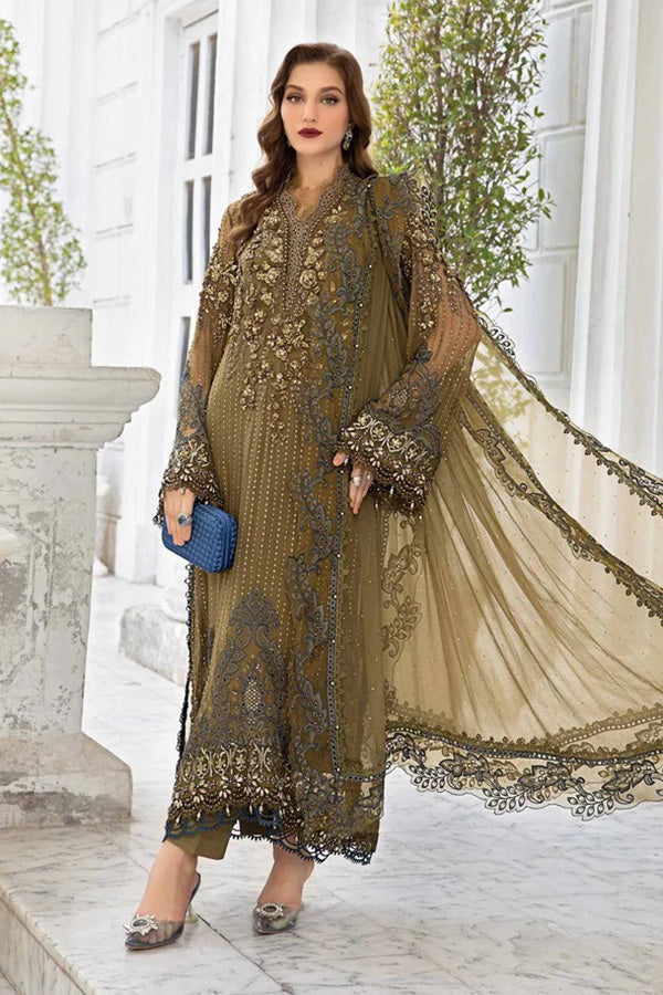 Maria-B Bronze Luxury Hand Embellished 3 pc Dress Un-stitched-UN2746