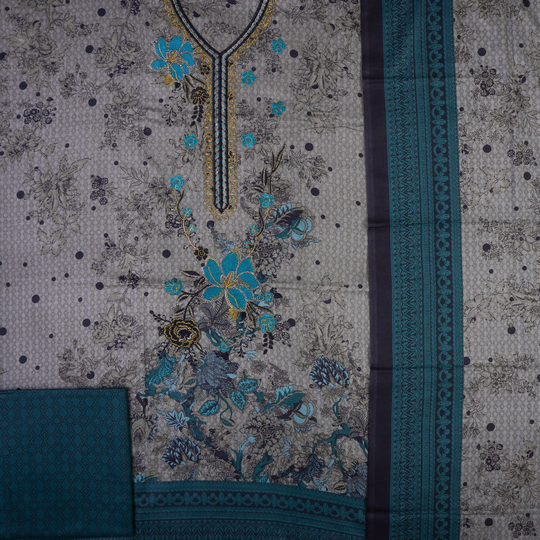 3 Pc Dhanak Embroidered Un-stitched-UN2427