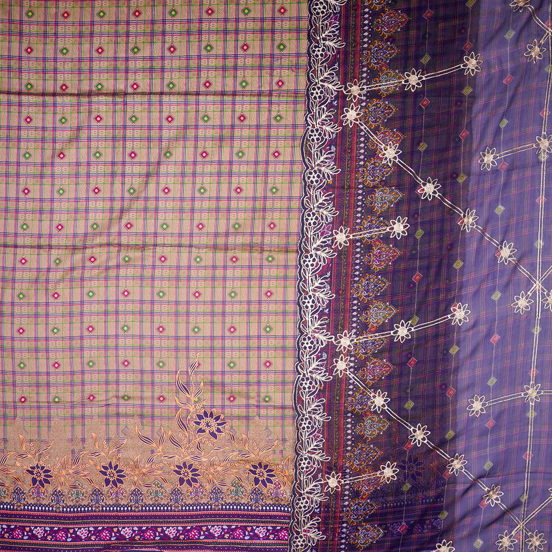 3 Pc Lawn Embroidered Chiffon Dupatta Cutwork Un-stitched-UN2577a