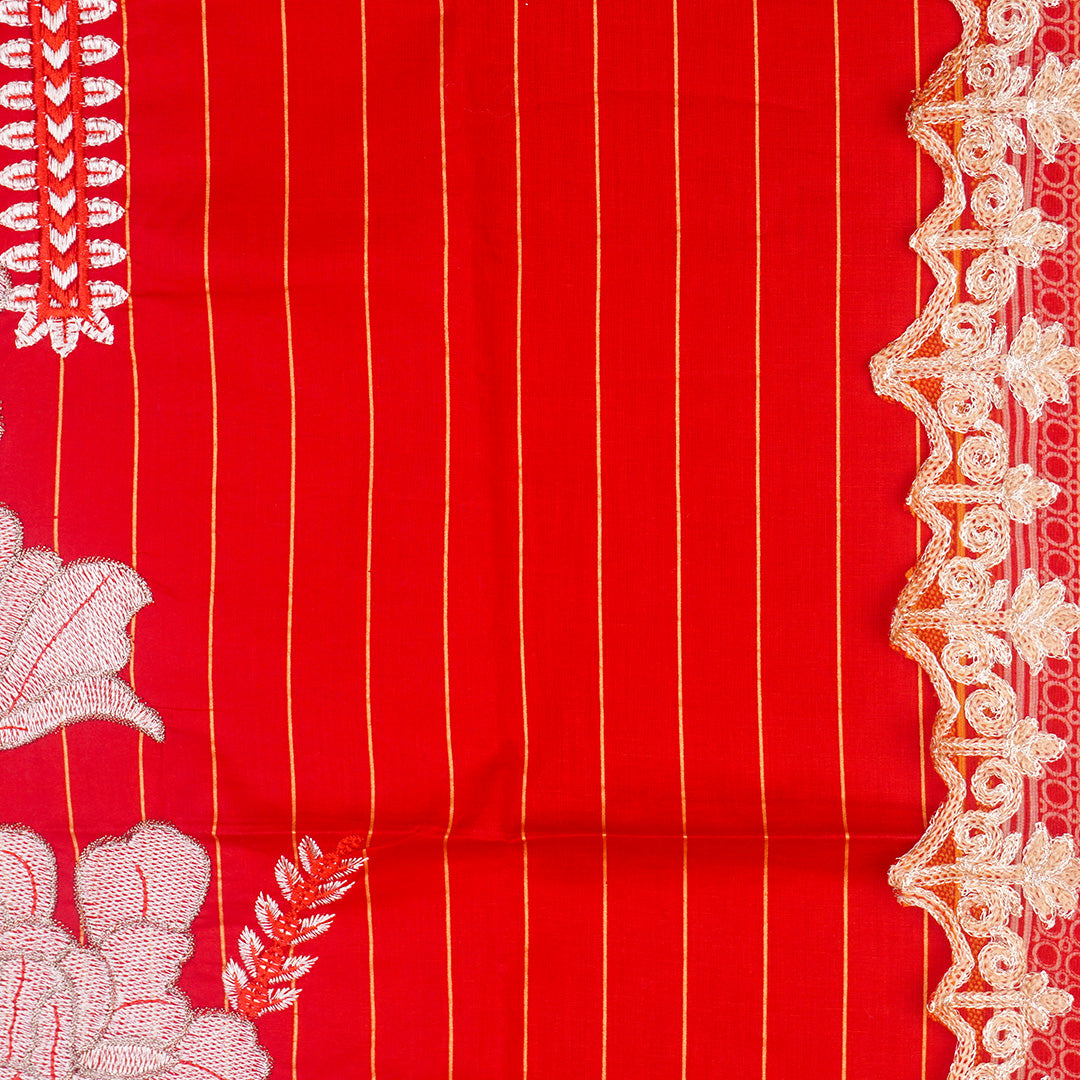3 Pc Lawn Embroidered Chiffon Dupatta Cutwork Un-stitched-UN2580c