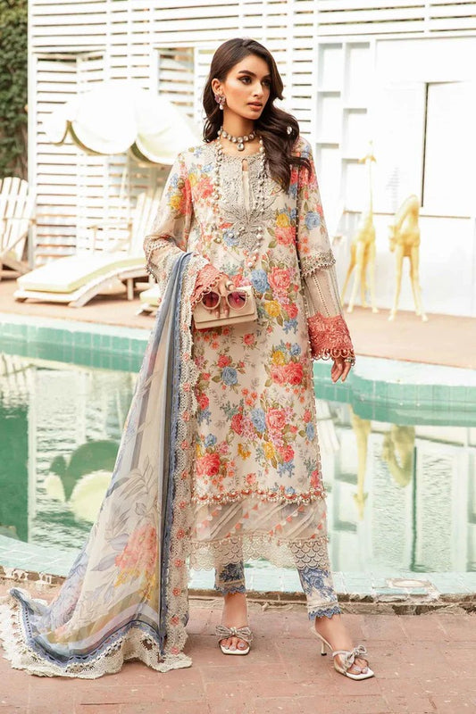 3 Pc Lawn Printed with Patches & Chiffon Dupatta Un-stitched-UN2631