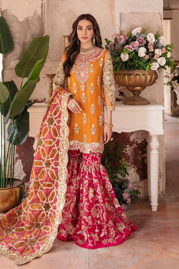 Imrozia Aangan – Gul-e-Rana | Gharara Luxury Hand-Embellished 3 Pc Dress Un-stitched-UN2729