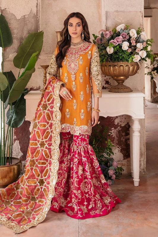Imrozia Aangan – Gul-e-Rana | Gharara Luxury Hand-Embellished 3 Pc Dress Un-stitched-UN2729