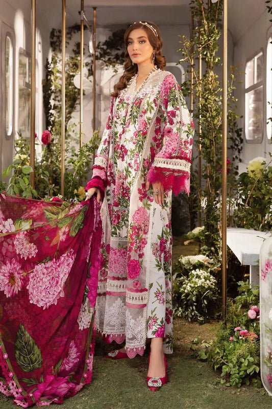 3 Pc Lawn Printed with Patches & Chiffon Dupatta Un-stitched-UN2607