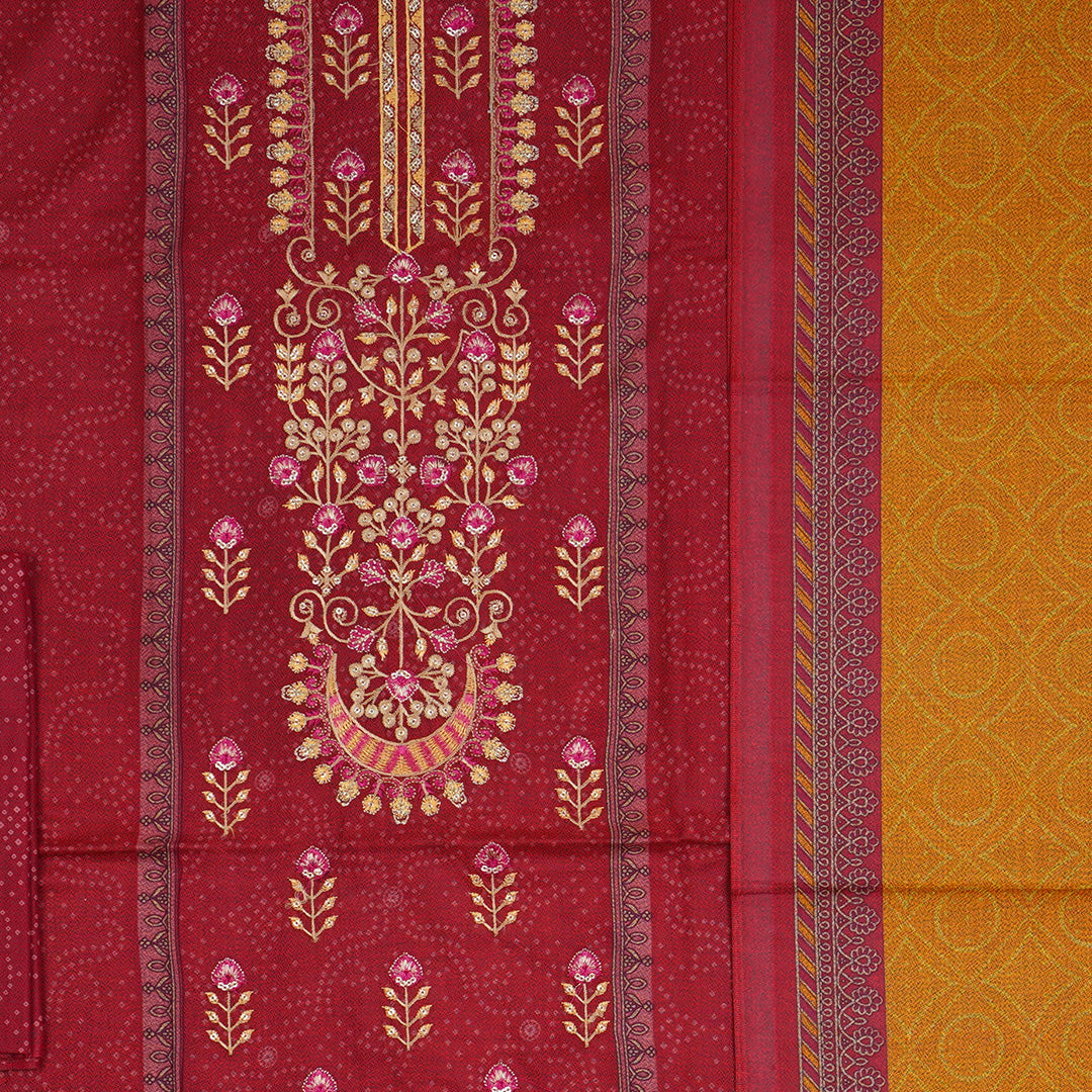 3 Pc Dhanak Embroidered Un-stitched-UN2421