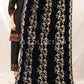 Black Embroidered Velvet Shawl - VS9227