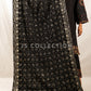 Black Embroidered Velvet Shawl - VS9258