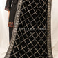 Black Embroidered Velvet Shawl - VS9231