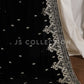 Black Embroidered Velvet Shawl - VS9274