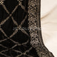 Black Embroidered Velvet Shawl - VS9231