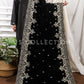 Black Embroidered Velvet Shawl - VS9274