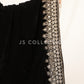 Black Embroidered Velvet Shawl - VS9233