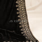 Black Embroidered Velvet Shawl - VS9233