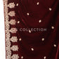 Burgundy Embroidered Velvet Shawl - VS9226