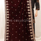 Burgundy Embroidered Velvet Shawl - VS9226