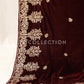 Burgundy Embroidered Velvet Shawl - VS9226