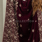 Burgundy Embroidered Velvet Shawl - VS9211