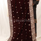 Burgundy Embroidered Velvet Shawl - VS9271