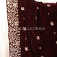 Burgundy Embroidered Velvet Shawl - VS9271