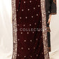 Burgundy Embroidered Velvet Shawl - VS9232