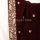 Burgundy Embroidered Velvet Shawl - VS9232