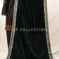 Green Embroidered Velvet Shawl - VS9272