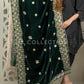 Green Embroidered Velvet Shawl - VS9222