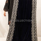 Navy Embroidered Velvet Shawl - VS9251