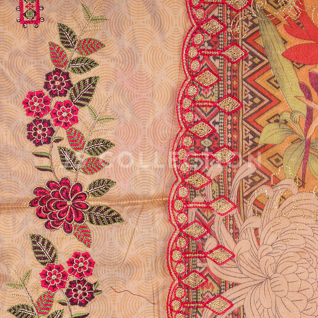 3 Pc Lawn Embroidered Chiffon Dupatta Cutwork Un-stitched-UN2105