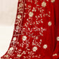 Red Embroidered Velvet Shawl - VS9256