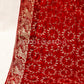 Red Embroidered Velvet Shawl - VS9261