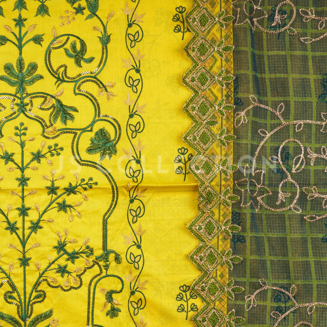 3 Pc Lawn Embroidered Chiffon Dupatta Cutwork Un-stitched-UN2263b